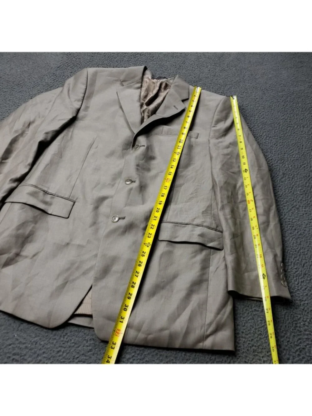 Calvin Klein Wool Blazer Mens 42L Suit Jacket  Beige  Tan Woolmark